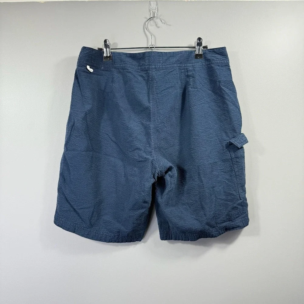 J Crew Shorts Mens 32 Blue Seersucker Board Swim Trunks Drawstring Pockets